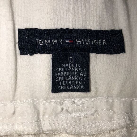 Tommy Hilfiger 10 White Linen Light Wide Leg Four Pocket Drawstring Pants - Picture 11 of 16